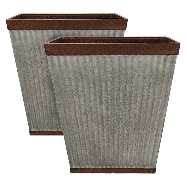 Southern Patio HDR-046851 16 Inch Square Rustic Resin Indoor Outdoor Garden Planter Urn Pot for Flowers, Herbs, and Flowers