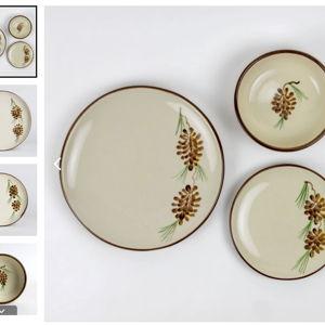 Pinecone - 3-Piece Stoneware Place Setting | Coupe Dinnerware Set for 1
