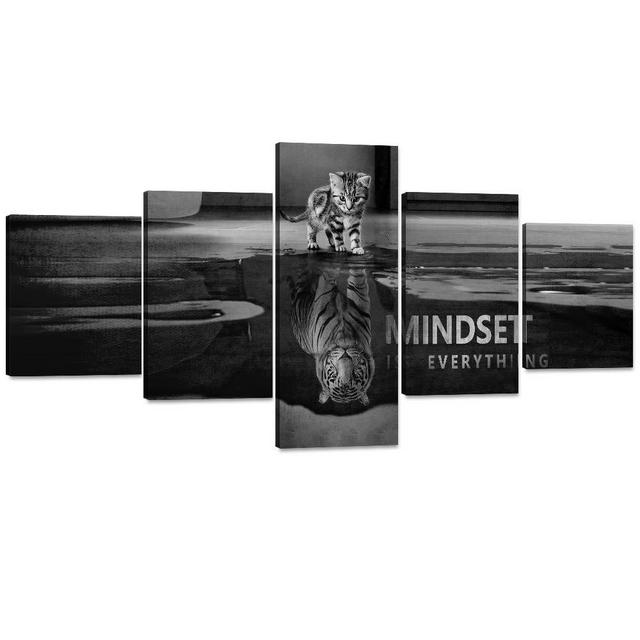 Mindset is Everything Motivational Wall Art 5 Pieces Inspirational Entrepreneur Quotes Canvas Painting Poster Print Artwork for Living room Bedroom Office Home Decor Framed Ready to Hang (50”Wx24”H)