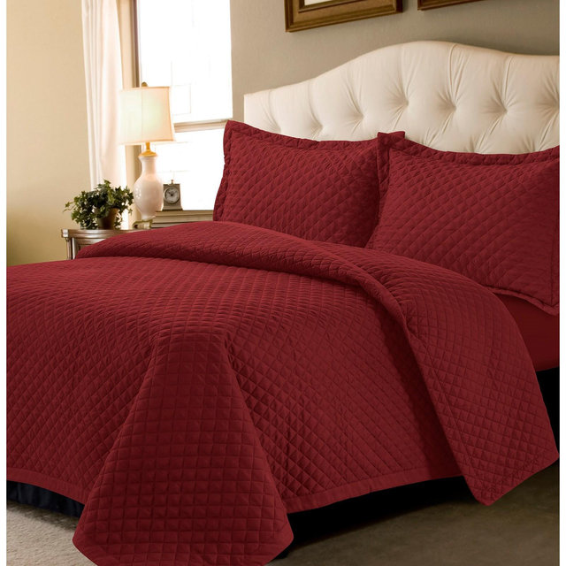 Tribeca Living Brisbane Microfiber Solid Oversized Quilt Set, King