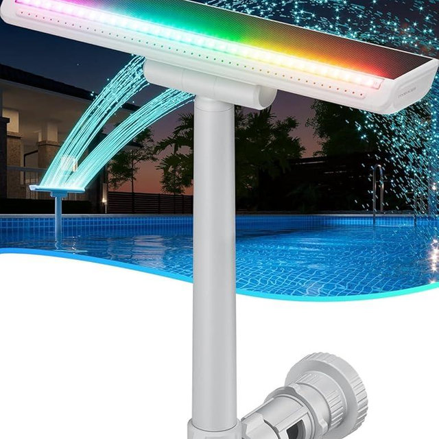 Solar-Powered Pool Fountain with 10-Color 4-Mode LED Lights【Original】, Above/Inground Pool Fountain Solar Lights with Remote, Adjustable Pool Sprinkler for Relaxation & Cooling 6-15 Degrees