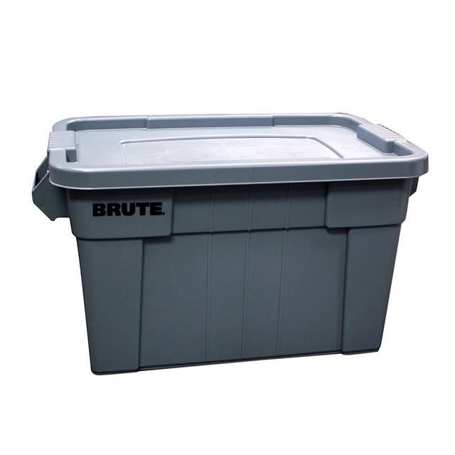 Rubbermaid Commercial Products Brute Tote Storage Container With Lid, 20-  Gallon, Gray (FG9S3100GRAY) Pack of 1