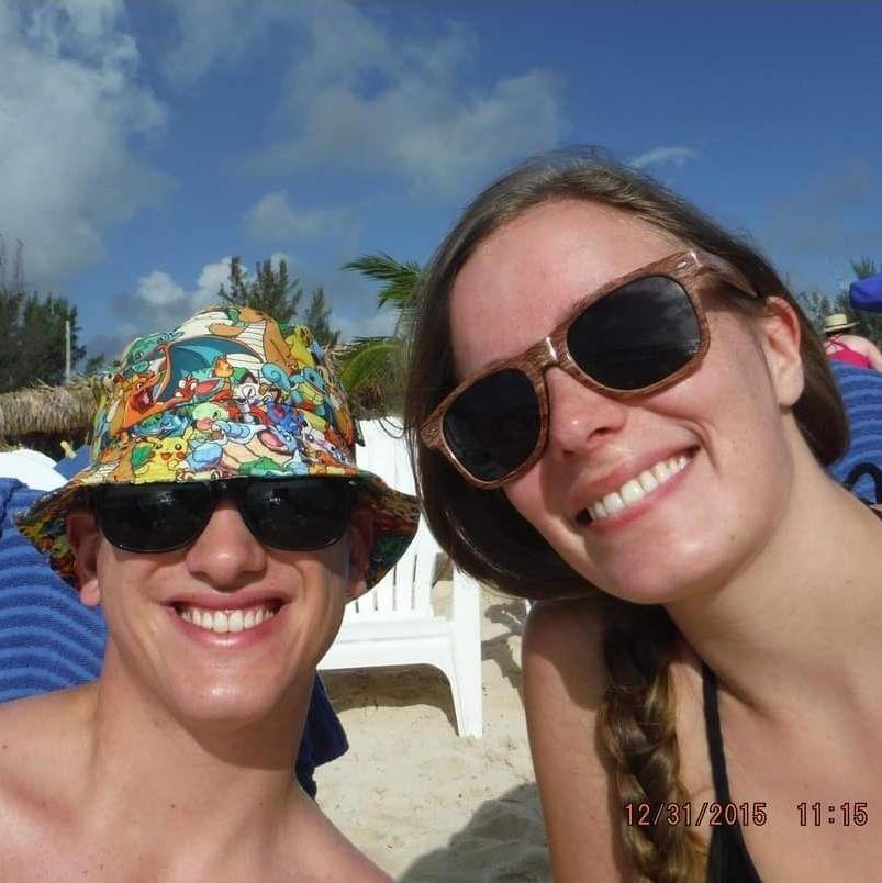 Enjoying the beach in the Bahamas on New Year's Eve (2015).