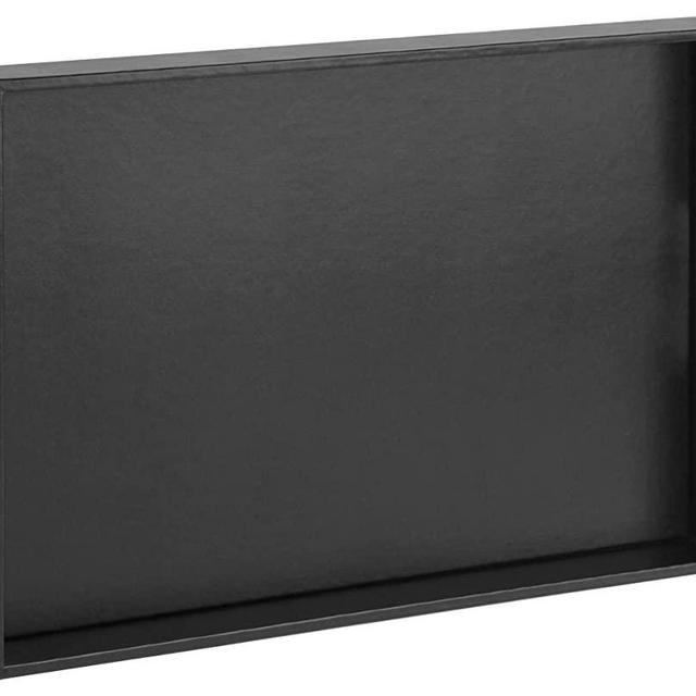 Home Redefined Beautiful Modern Elegant 18"x12" Rectangle Classic Black Faux Leather Decorative Ottoman Coffee Table Perfume Living Room Kitchen Serving Tray with Handles for All Occasion's