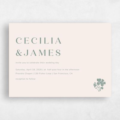 Rich Sage, Green Wedding Invitation - Tiburon Landscape
