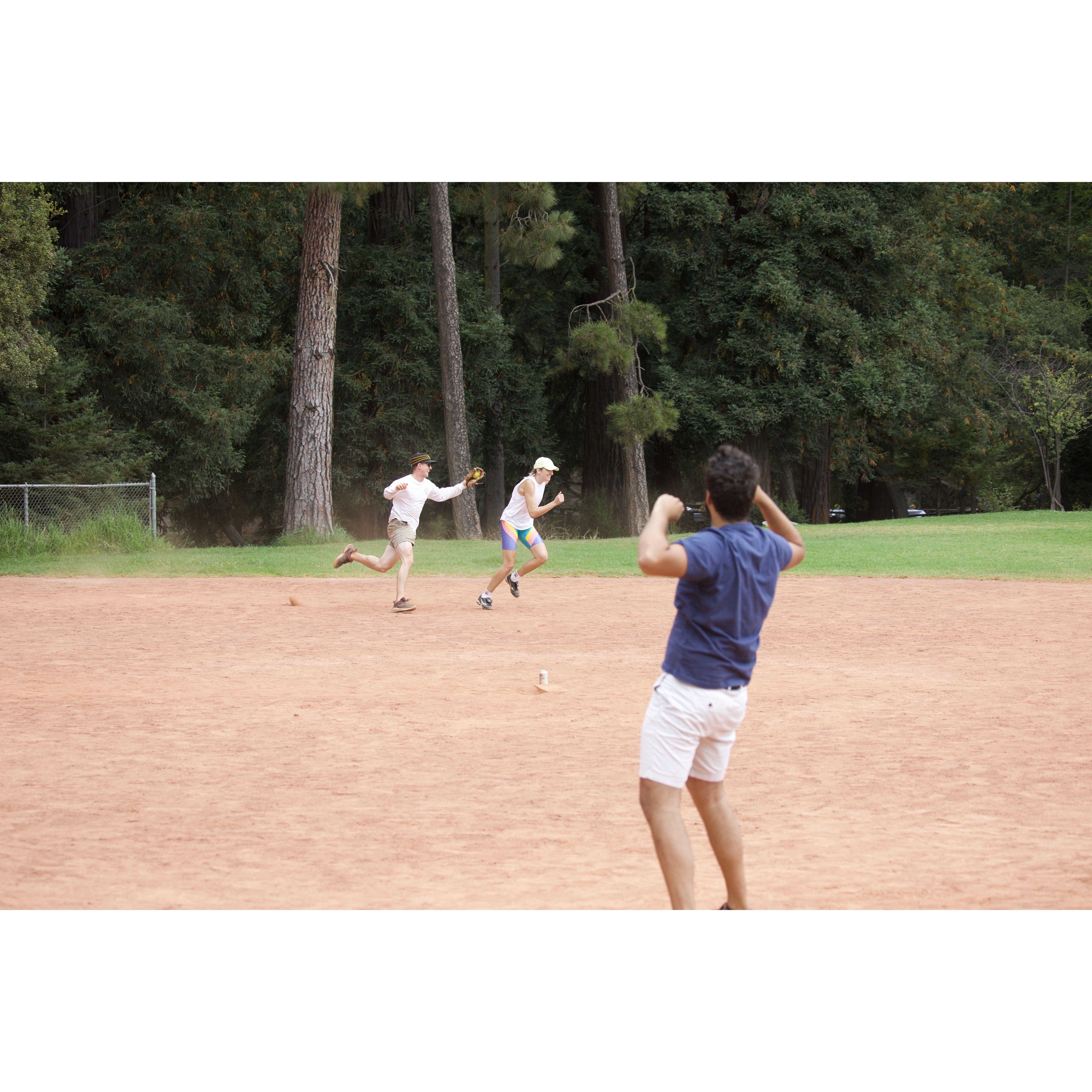 I got caught in a pickle and surprise, surprise, was tagged out. Jacob's stance is everything.