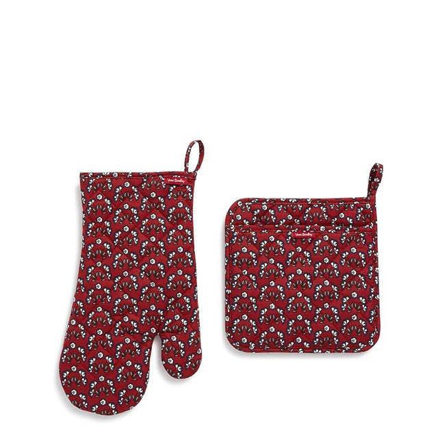 Vera Bradley Women's Cotton Pot Holder & Oven Mitt Set, Enchanting Flowers, One Size