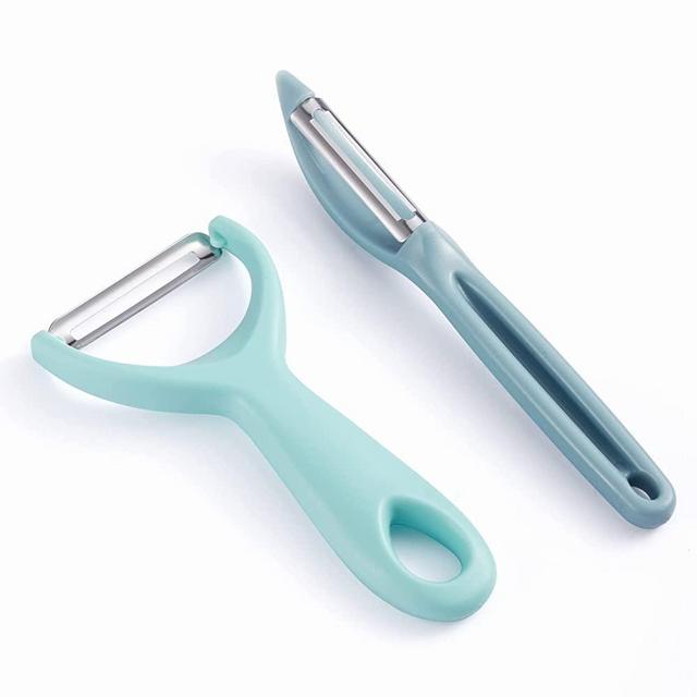 Social Chef 2-Piece Vegetable Peeler Set- Set of 2 Stainless Steel Blade Vegetable Peelers Set - Y Peeler and Swivel Peeler for Peeling Potatoes, Vegetables and Fruits (Mint)