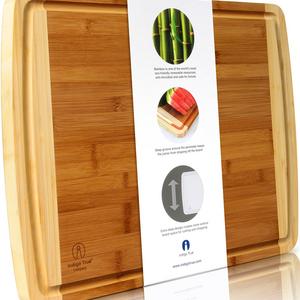 Bamboo Cutting Board EXTRA LARGE - WIDE & THICK | Approx. 18”x14” | Juice Groove | Designed by Indigo True Company