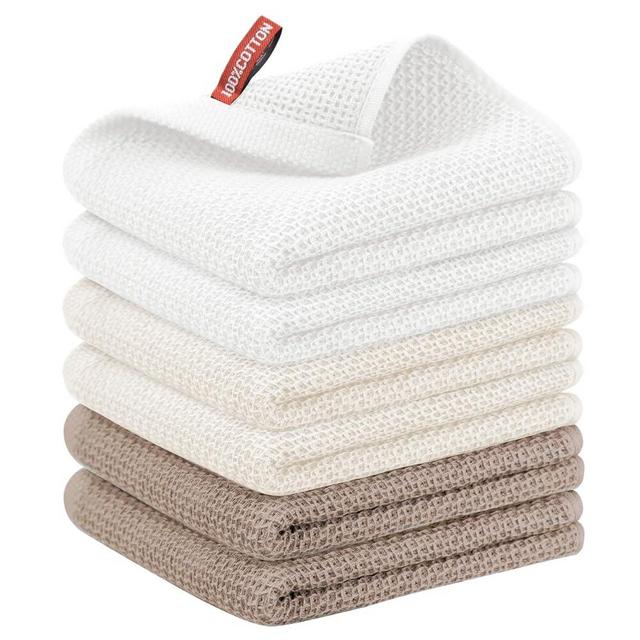 Nialnant 6 Pack Kitchen Hand Towels,100% Cotton Dish Towels for Kitchen,Extra Soft & Absorbent Dish Cloths for Washing Dishes,Cleaning Rags