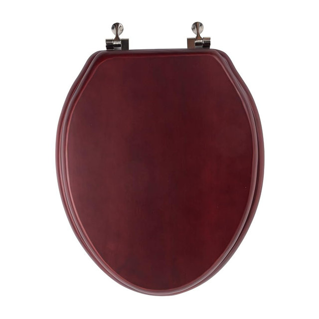 Toilet Seat, Solid Wood, Pine Wood, Matte Finish, Vintage Red Mahogany, PIKLiDS (Elongated)