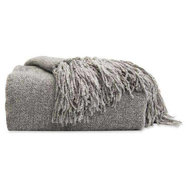 Chenille Luxury Heavyweight Hanging Throw Blanket in Grey