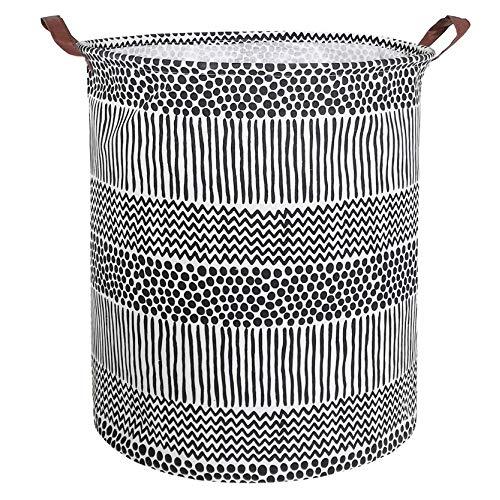 CLOCOR Collapsible Round Storage Bin/Large Storage Basket/Clothes Laundry Hamper/Toy Storage Bin(Black Spots)