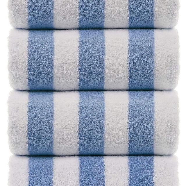 TURKUOISE TURKISH TOWEL - Large Turkish Beach Towel, Pool Towel with Cabana Stripe, Eco Friendly, 100% Turkish Cotton (Blue 4 Pack 30x60 inches) by Turkuoise Towel