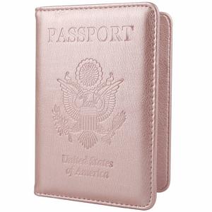 Leather Passport Holder - Rose Gold