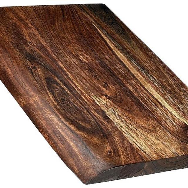 Mountain Woods Large Brown Hand Crafted Live Edge Cutting Board | Serving Tray made Solid Acacia HardWood | Charcuterie Board | Chopping Board for Vegetables, Fruits and Meat | Cheese Board - 18"