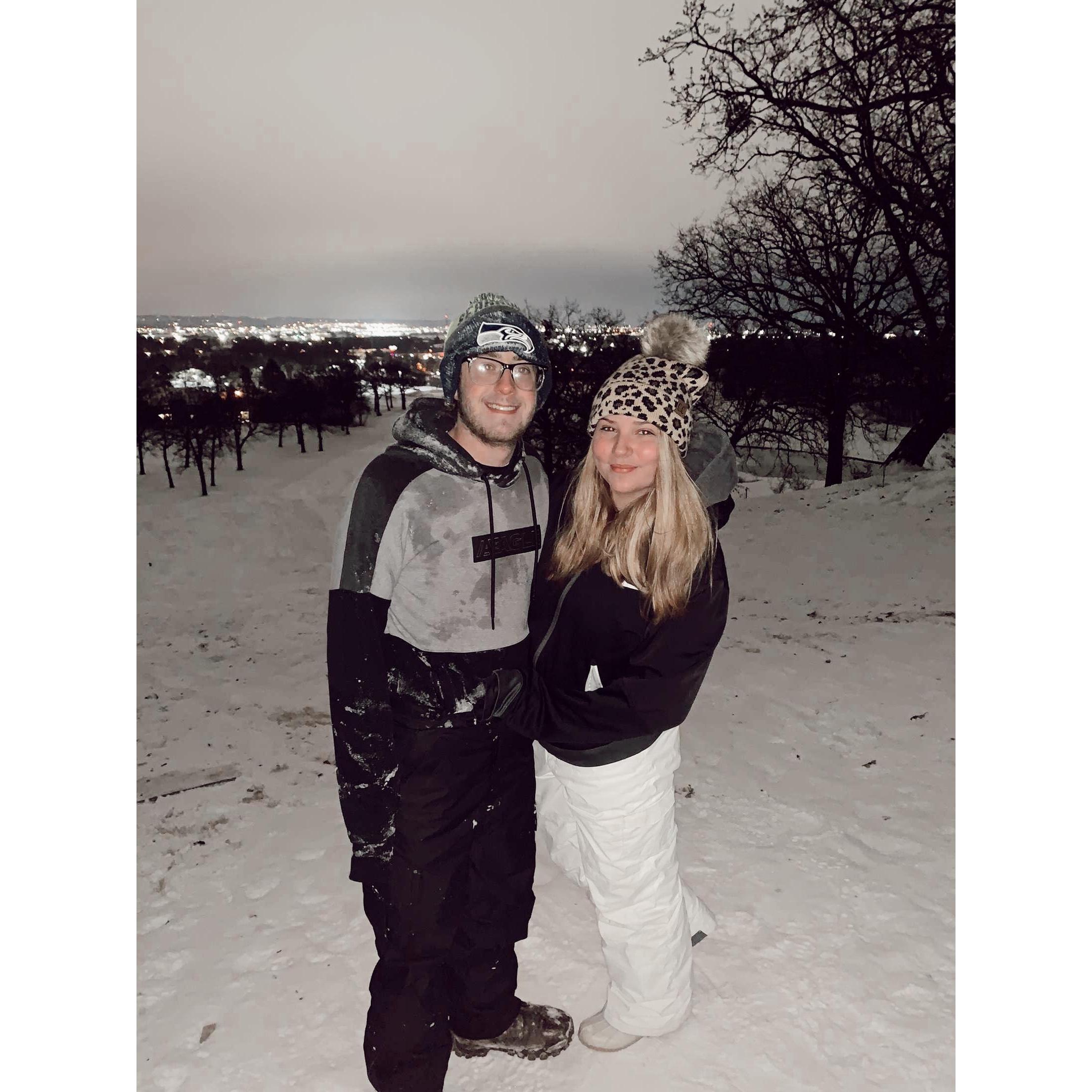 Our first snow storm in Arkansas together!