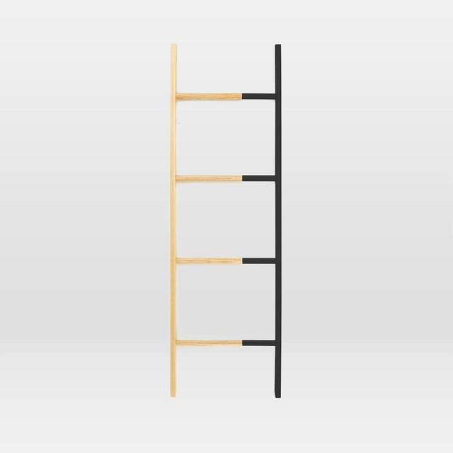 Solid Manufacturing Co. Decorative Found Ladder, Large (White Ash), Black