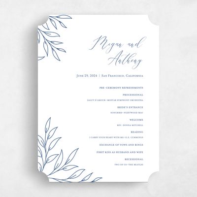 Blue Ticket Wedding Program - Delana
