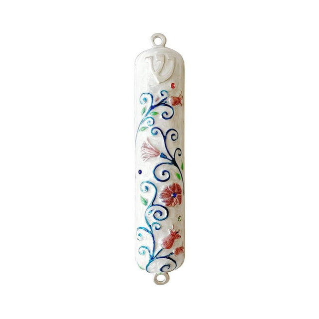 Pasiir 5.2 Inches Hand-Painted Mezuzah, Exquisite Enamel Design with Scroll Included for Jewish Occasions