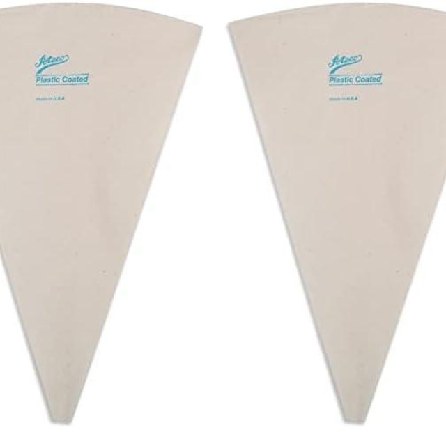 Ateco Plastic Coated Canvas Decorating Bag, 12-Inch, Reusable, Made in USA, White (Pack of 2)