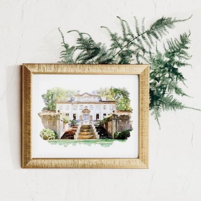 Watercolor Wedding Venue Portrait