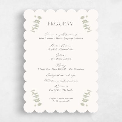Green Scalloped Wedding Program - Dianora