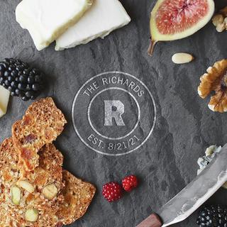 Homestead Round Slate Cheese Board - Personalized