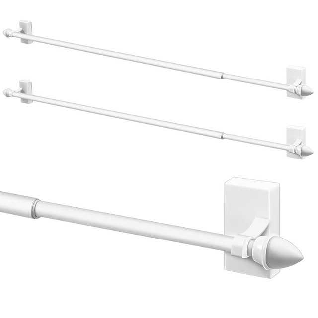 Yaocom 2 Pcs Magnetic Curtain Rods for Metal Door 28 to 48 Inch, 1/2" Multi-use Adjustable Appliance Magnetic Rod for Window Frames, Cabinets, Refrigerators, Dishwashers(White,Style 2)