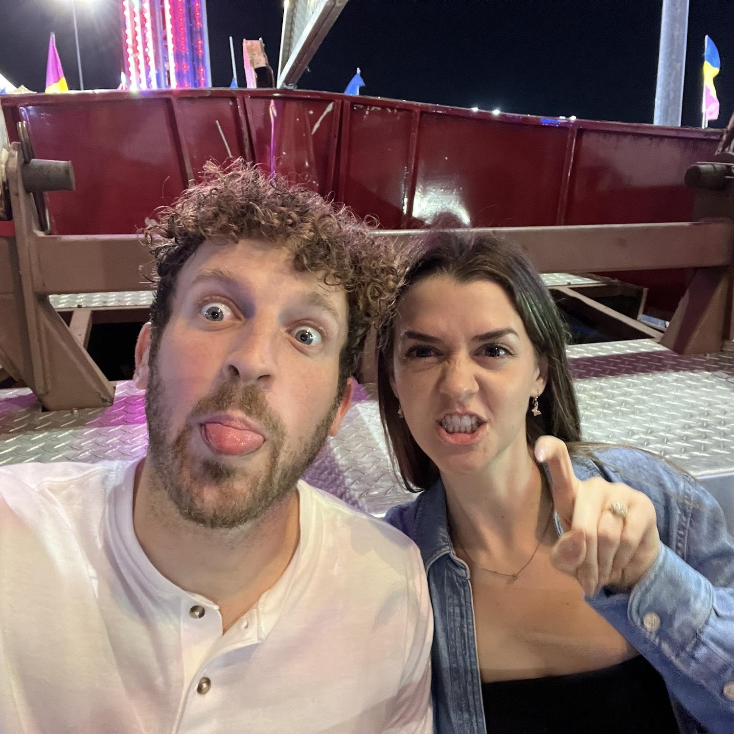 Our first visit to the VA state fair where Aaron agreed to ride TWO rides! (Tilt-a-Whirl and the Pirate Ship)