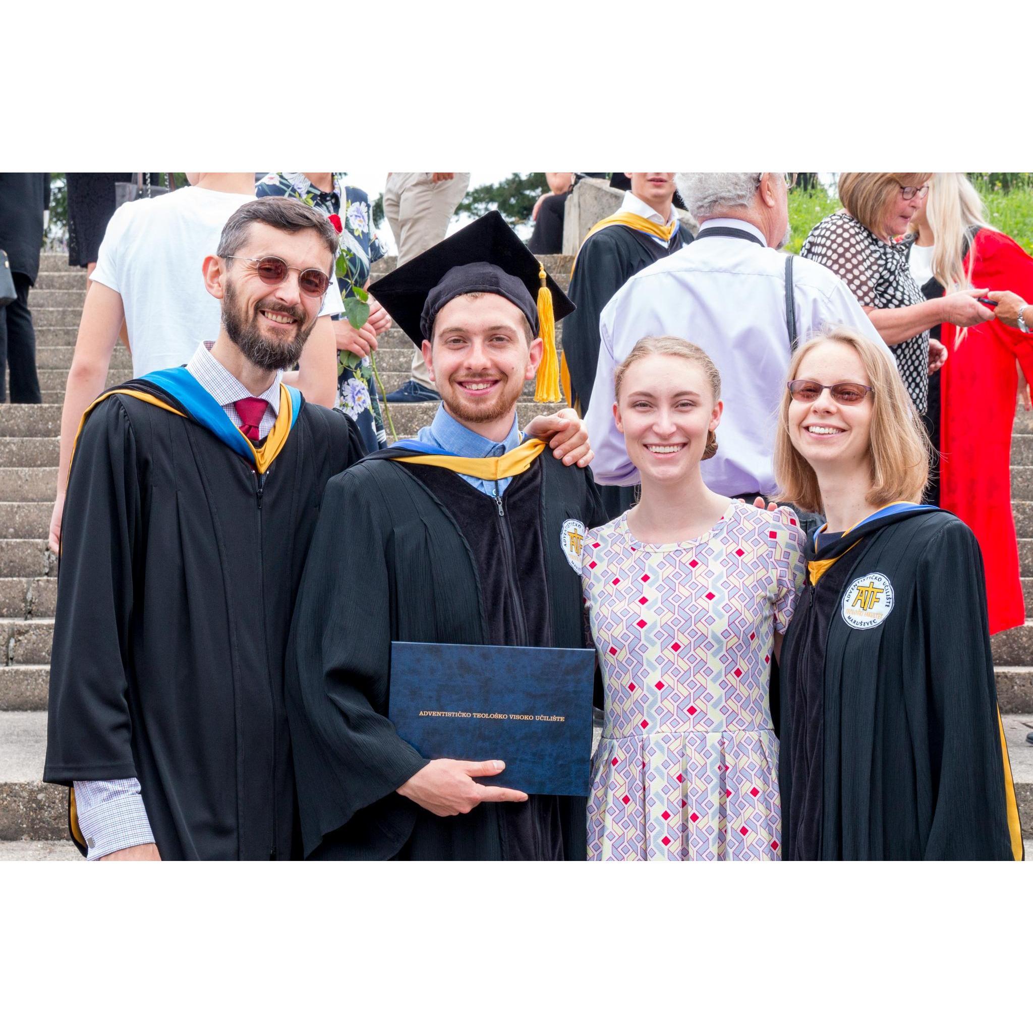 Ilia's graduation! (Left to right: Prof. Radenko, Ilia, Grace, Prof. Ana.)