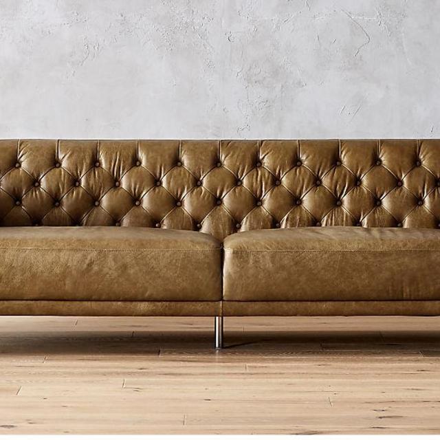 Savile Leather Tufted Sofa