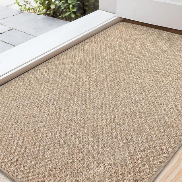 Color&Geometry Front Door Mat Indoor Entrance Rubber Backed, 24"x36" Thin Indoor Door Mats for Entryway Non Slip, Dirt Trapper Doormat, Washable Front Door Rugs, Grey (Rolled-up NO Creases)