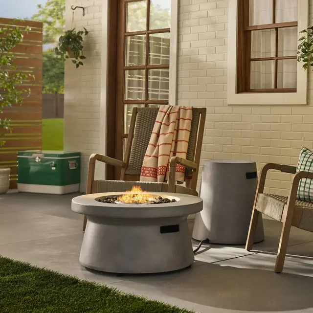 14"x28" Outdoor Patio Fire Table Cement Gray - Hearth & Hand™ with Magnolia