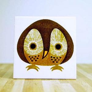 Vintage Kenneth Townsend Menagerie Collection Owl Ceramic Tile