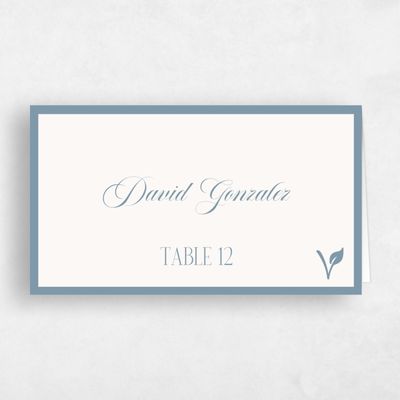 Dusty Blue Wedding Place Card - Ford Vegan