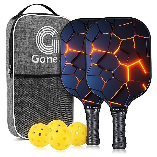Gonex Pickleball Paddles Graphite Pickleball Paddle Set of 2, Lightweight Pickleball Racket Set with Pickleball Balls, Honeycomb Composite Core, Carbon Fiber Surface, Pickleball Racquet Bag