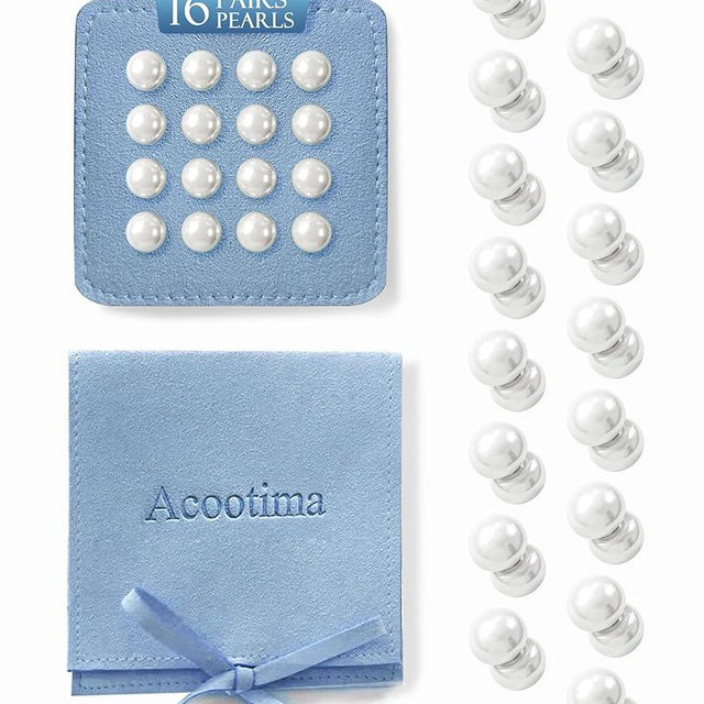 Acootima 16 Pairs Double Sided Pearl Veil Weights Invisible Secure Veil for Outdoor Weddings, Elegant Gifts for Brides