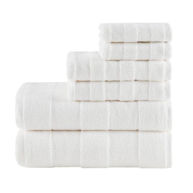 6pc Parker Luxury Stripe Cotton Towel Set Ivory