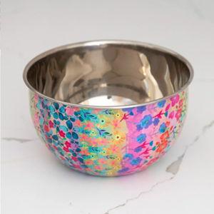 Stainless Steel Bowl - Small Rainbow Floral Rows - Natural Life