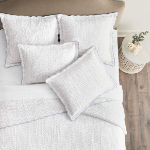 Jane Scalloped Quilted Bedding - Queen/Full Quilt, Plus Two Standard Shams in Cornflower Color