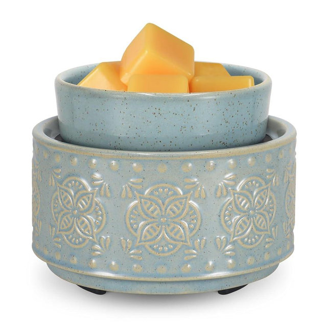 mocosa Ceramic Wax Warmer Wax Melt Warmer for Scented Wax 3-1 Electric Candle Warmer Home Fragrance Wax Burner as Gifts for Mom Grandma Women(Light Blue-Granular)