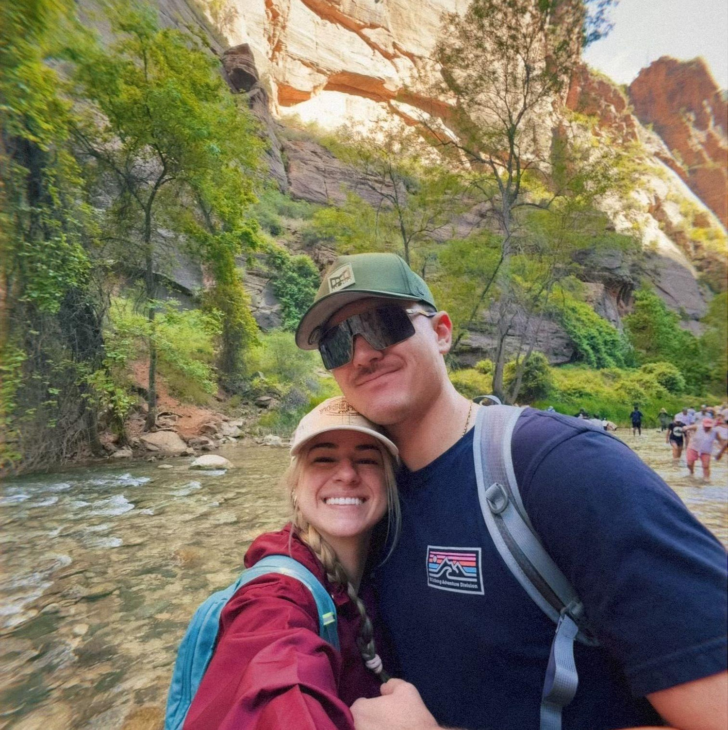 Hiking the narrows trail in Zion