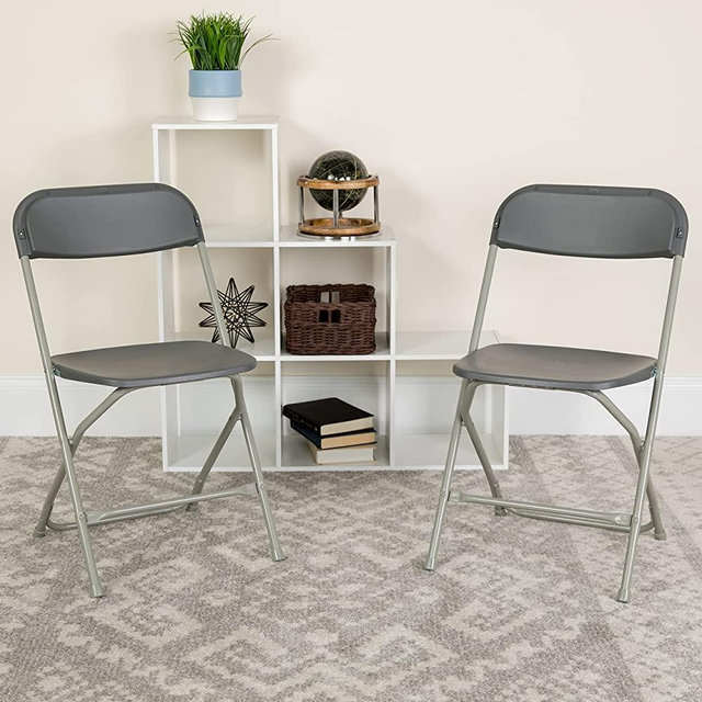 Flash Furniture Hercules Series Plastic Folding Chair - Grey - 6 Pack 650LB Weight Capacity Comfortable Event Chair-Lightweight Folding Chair