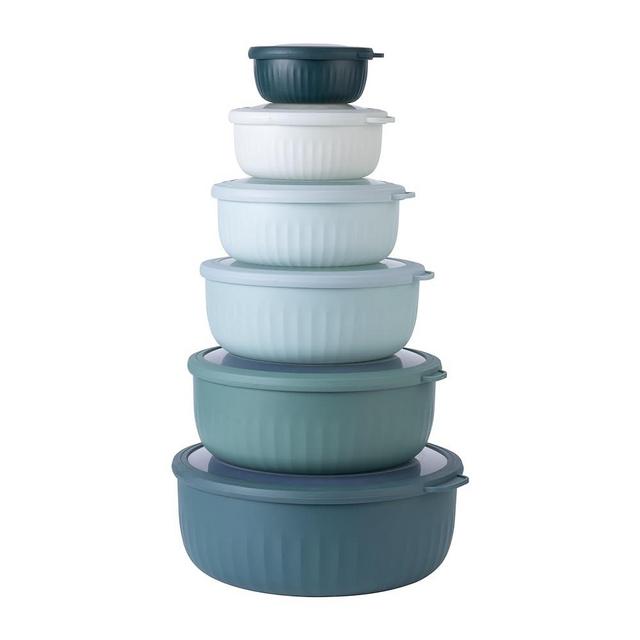COOK WITH COLOR Prep Bowls with Lids- Wide Mixing Bowls Nesting Plastic Small Mixing Bowl Set with Lids (Teal)