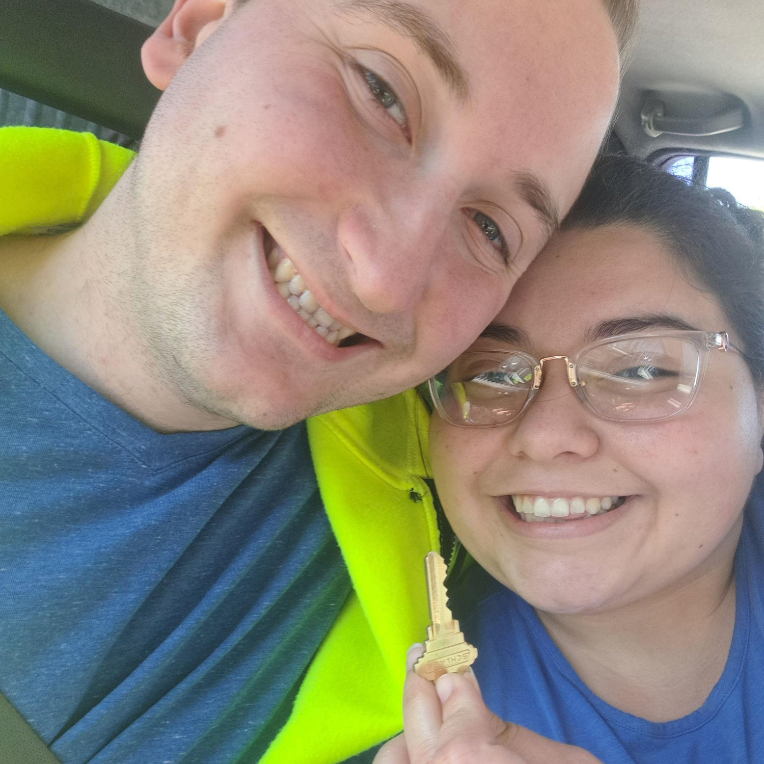 This was our first picture with our house key on closing day