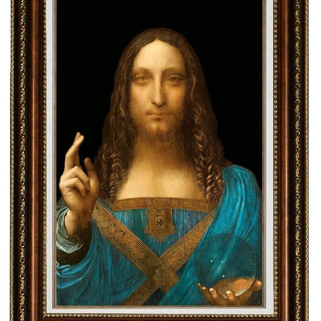 ELITEART-Salvator Mundi by Leonardo Da Vinci Oil Painting Reproduction Giclee Wall Art Canvas Prints Framed Size:22"x 30"