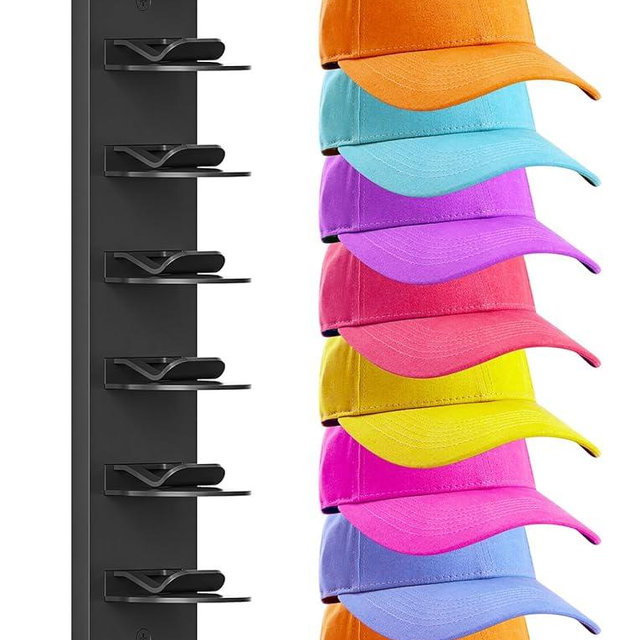 Fododo 1 Pack Hat Organizer for Baseball Caps, Hat Rack for Wall, Strong Adhesive & Screw-in Cap Holder hat hangers for Closet Door & Bedroom