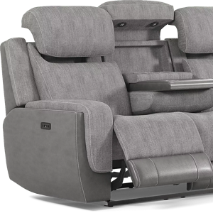 State Street Gray Chenille Fabric Dual Power Reclining Sofa