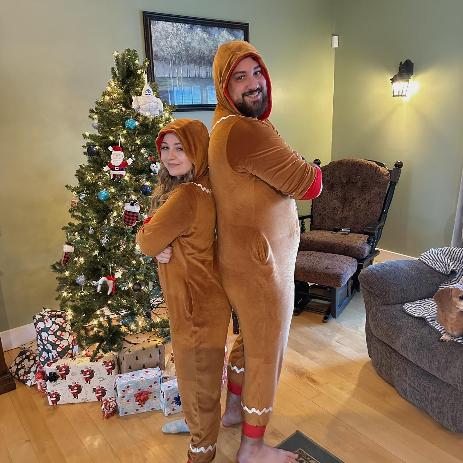 4th annual matching Christmas PJs gingerbread men